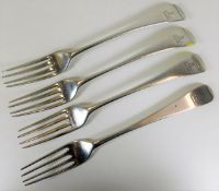 Three Georgian silver forks by Bateman & one other 225g