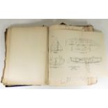 Book: A large 19thC. book of boat design & diagram