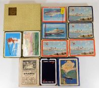 A quantity of vintage playing cards including Ship