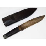 A tribal hunting dagger with hardwood handle & sca