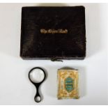 An early 19thC. Schloss's English Bijou Almanac miniature book with case & glass dated 1840 - book m