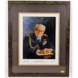 A framed print of Sir Arthur "Bomber" Harris of th