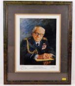 A framed print of Sir Arthur "Bomber" Harris of th