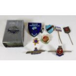 Two military sweetheart badges & other items