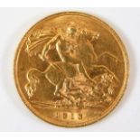 A 1913 half gold sovereign