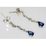 A pair of 18ct white gold with sapphire earrings 1