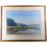 A framed watercolour by Norman O. Preston depictin