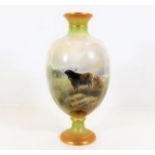 A Royal China Works Worcester vase with cattle dec