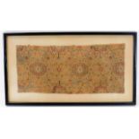 A framed 18thC. Persian silk cutting, approx. 13.2
