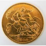 A 1914 half gold sovereign