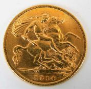 A 1914 half gold sovereign