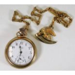 A gold plated Buren pocket watch with Albert