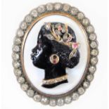 An impressive & very fine quality mid c.19thC. hardstone cameo carving of African woman within yello