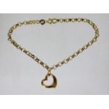 A 9ct gold bracelet with heart pendant 1.7g
