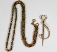 A 9ct gold chain & pin brooch 11.3g