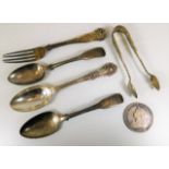 A small quantity of silver flat wares twinned with