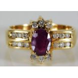 A 9ct gold diamond & ruby ring 4.3g size M
