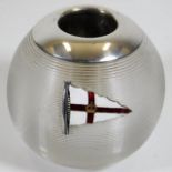 A silver vesta holder with enamelled naval flag