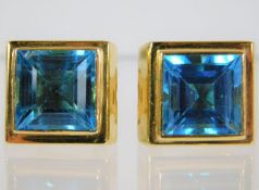 A pair of 18ct gold topaz earrings 15.7g