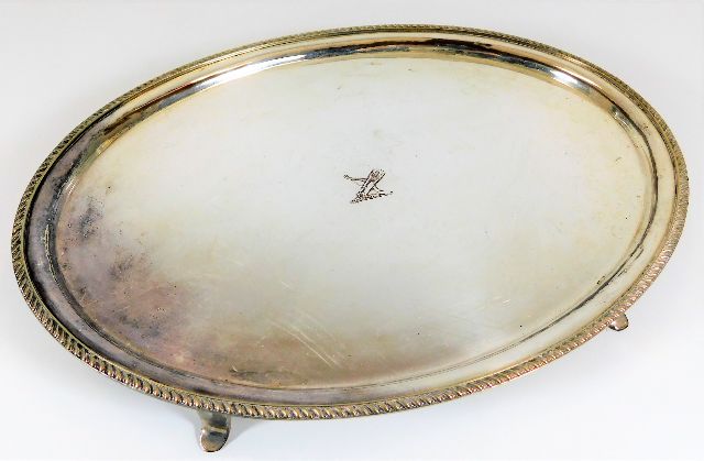 A 19thC. silver plated tray 11.5in x 8.75in