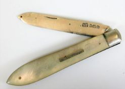 A George Unite silver bladed fruit knife with MOP