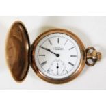 A gold plated pocket watch with paste stone to rear of the case 57g inclusive