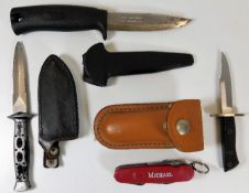 A Swiss army knife, a Frost's knife & two others