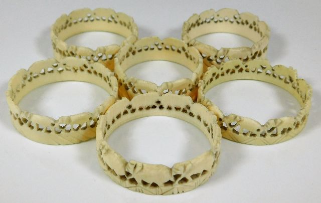 A set of six c.1900 ivory napkin rings