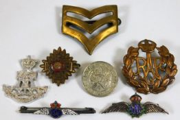 Two RAF sweetheart badges twinned with other milit