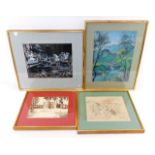 Four framed original paintings by Annette Weld of