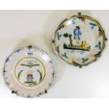 Two French 18thC. faience plates 9in diameter inc. one French revolutionary