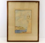 A framed Maltese watercolour, probably Valletta, u