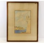 A framed Maltese watercolour, probably Valletta, u