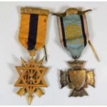 A silver Masonic badge & one other