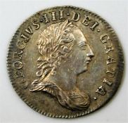 A George III 1762 threepence of high grade 22mm