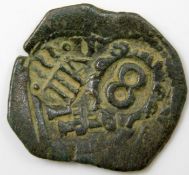 A Spanish 1652 pirate coin 8 maravedis, Philip IV