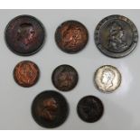 A quantity of eight mixed coin including Georgian