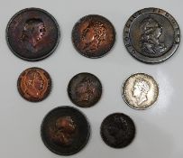 A quantity of eight mixed coin including Georgian