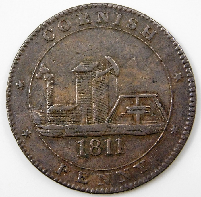 An 1811 copper Cornish penny 34.5mm 19.3g