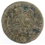 A 1792 Portuguese 10 reis copper coin 35mm