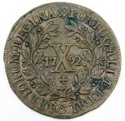 A 1792 Portuguese 10 reis copper coin 35mm