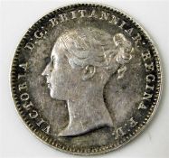 An 1847 Victoria threepence piece of high grade 16