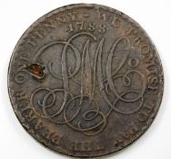 A 1788 copper penny token 33.5mm 24.6g