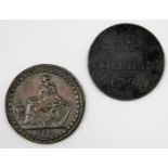 Two tokens: Low Hall Colliers 1797 28.5mm & Camac