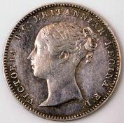 An 1848 Victoria threepence piece of high grade 16