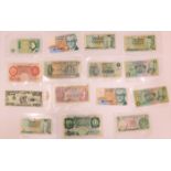 Fifteen British bank notes including fourteen bank