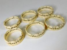 An early 20thC. set of six ivory napkin rings
