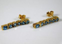 A pair of 9ct gold earrings set with topaz 3.8g