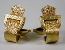 A pair of 9ct gold belt & buckle cufflinks