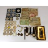 A quantity of coins, bank notes, watches & other s